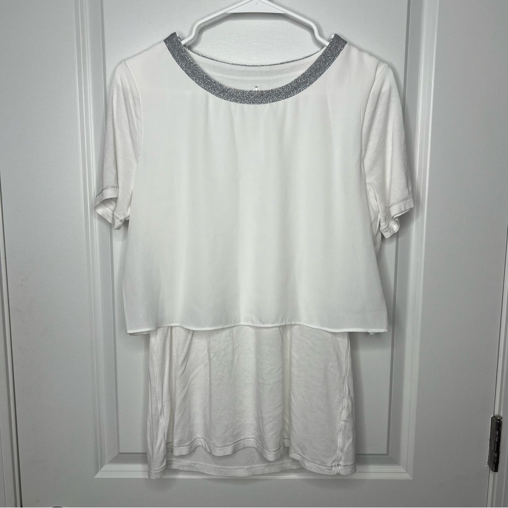 Juicy Couture White Short Sleeve Top Blouse Sz Medium Women’s